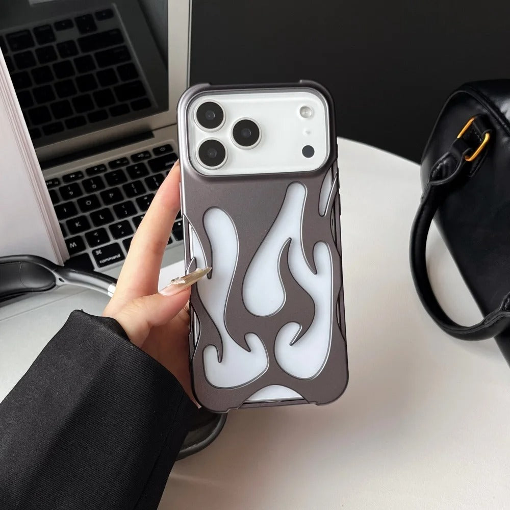 Fashion Heat Dissipate Flame Case for iPhone 16 17 Pro Max 14 15 Plus 13 3D Hollow Shockproof Frosted Slim Cover for iPhone Air