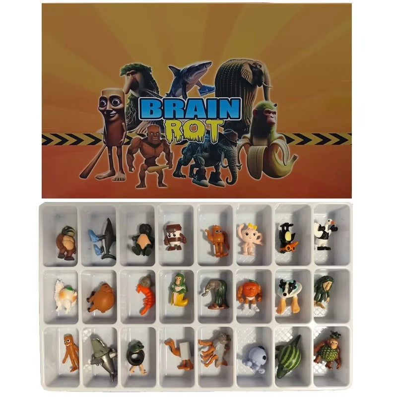 24pcs Italian Brainrot Tung Tung Sahur Series Action Figures - Tralalero Bombardino Crocodilo Shimpanzini Bananini Gift Box Set