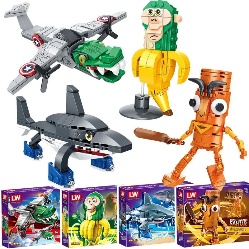 Italian Brainrots Tung Tung Sahur Figure Block Toy Tralalero Tralala, LiriLi Larlla, Boneca Ambalam Figure Toys Building Blocks Gift