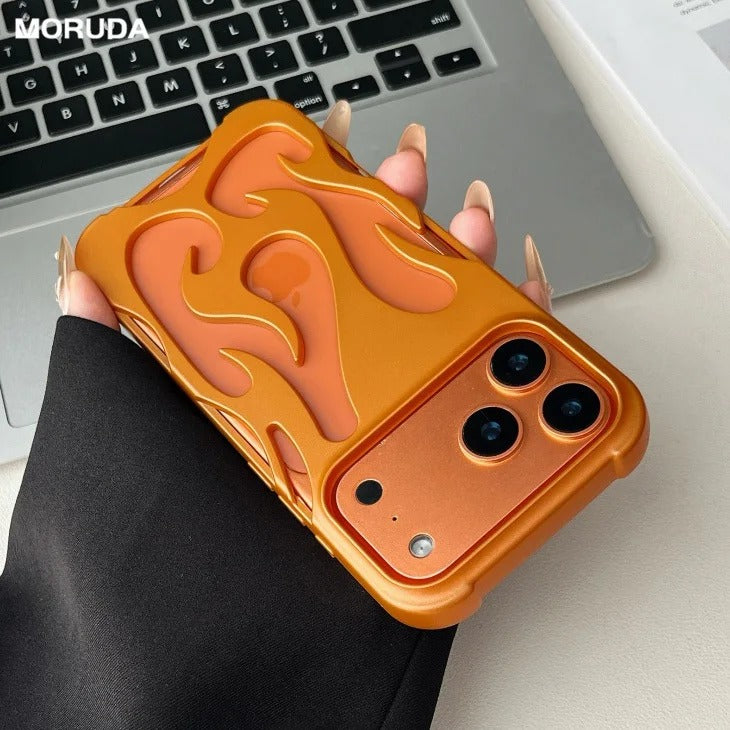 Fashion Heat Dissipate Flame Case for iPhone 16 17 Pro Max 14 15 Plus 13 3D Hollow Shockproof Frosted Slim Cover for iPhone Air