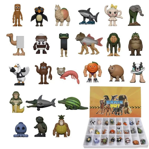 24pcs Italian Brainrot Tung Tung Sahur Series Action Figures - Tralalero Bombardino Crocodilo Shimpanzini Bananini Gift Box Set