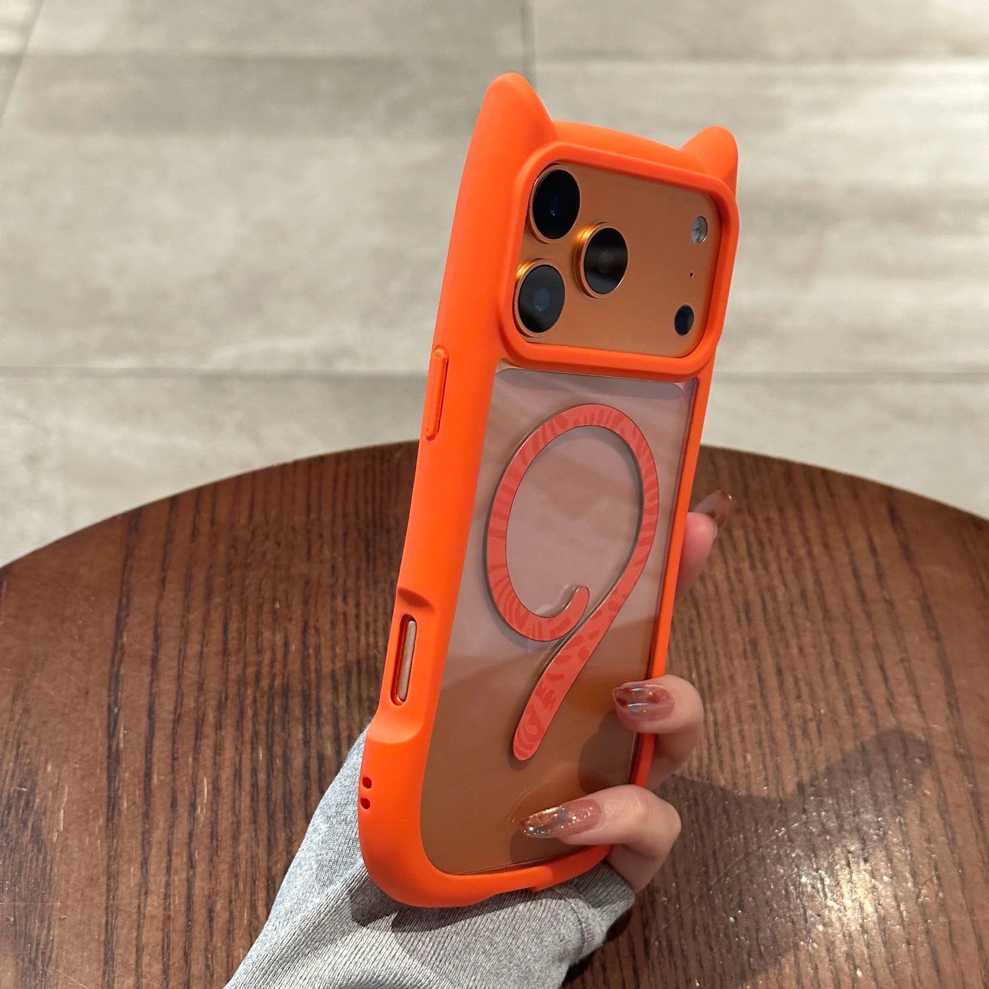 Creative 3D Cat Ear for Magsafe Phone Case For iPhone 14 15 Plus 12 13 16 17 Pro Max 17Air 11 TPU PC Mixed Armour Magnetic Cover