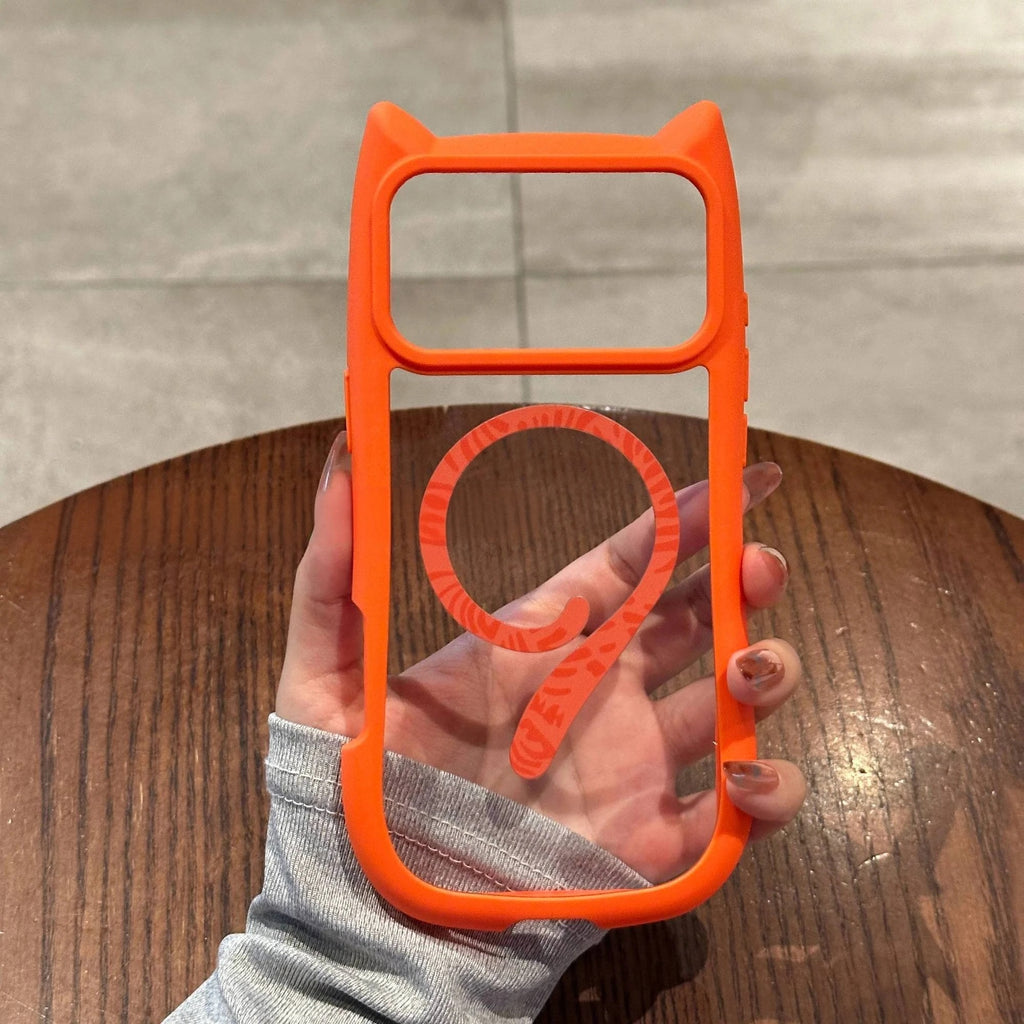 Creative 3D Cat Ear for Magsafe Phone Case For iPhone 14 15 Plus 12 13 16 17 Pro Max 17Air 11 TPU PC Mixed Armour Magnetic Cover