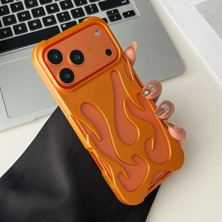 Fashion Heat Dissipate Flame Case for iPhone 16 17 Pro Max 14 15 Plus 13 3D Hollow Shockproof Frosted Slim Cover for iPhone Air