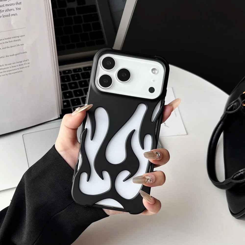 Fashion Heat Dissipate Flame Case for iPhone 16 17 Pro Max 14 15 Plus 13 3D Hollow Shockproof Frosted Slim Cover for iPhone Air